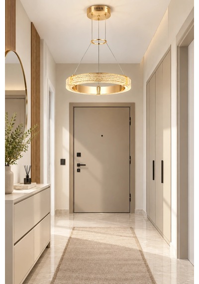 Modern Premium Gold Led Sarkıt Avize Salon Oturma Odası Yemek Odası Avizesi 25w 3 Renk Beyaz
