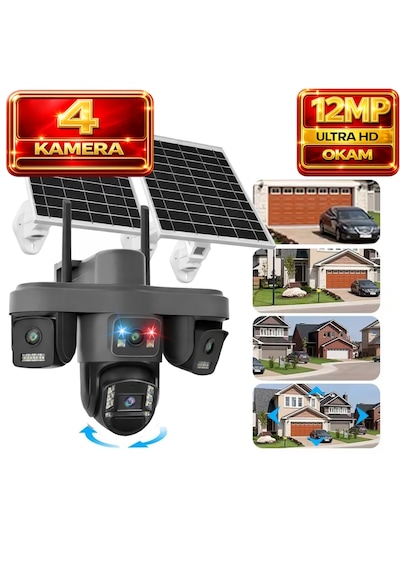 O-kam Ok335 12mp 4 Kameralı 4g Çift Solar Panel Aov Gece Görüş Sesli Konuşma Çakar Led