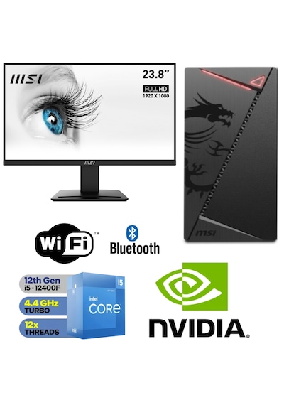 MSI i512 Core i5-12400F 16 GB 500 GB M.2 SSD 4 GB GT 730 24" W11P Masaüstü Bilgisayar