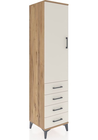 Hyperion Dolap Tek Raflı 4 Çekmeceli Tek Askılı 44x44x195 Çam-aytaşı Atlas Çam