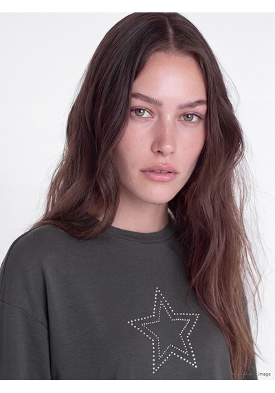 Lcw Modest Antrasit Taşlı Soft Touch Kadın Sweatshirt Tunik