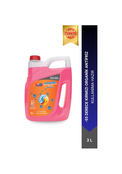 Doill -55 / -56 Derece Hazır Karışım 3 Litre Kırmızı Organik Antifriz - G12
