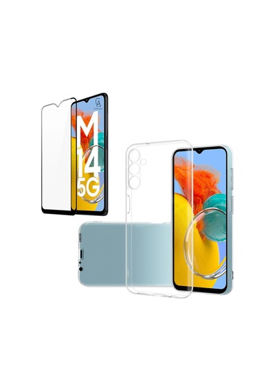 Samsung Galaxy Uyumlu M14 5g İle Soft Yumuşak Telefon Kılıfı Ve 5d Tam Kaplayan Cam Ekran Koruyucu