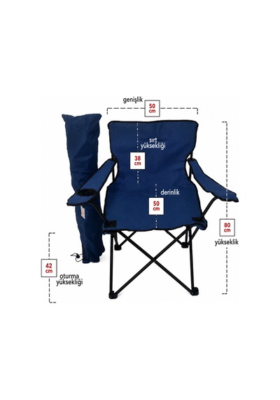 Piknik Seti Katlanabilir Çantalı + Katlanır Ahşap Masa 2+1 Lacivert