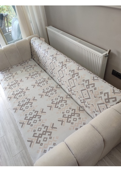 Koltuk Örtüsü Kaymaz Kilim Krem Bej
