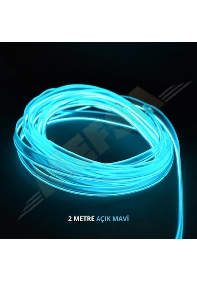 Araç Araba Içi Torpido Ledi Renkli Ip Neon Led 2 Metre Buz Mavi