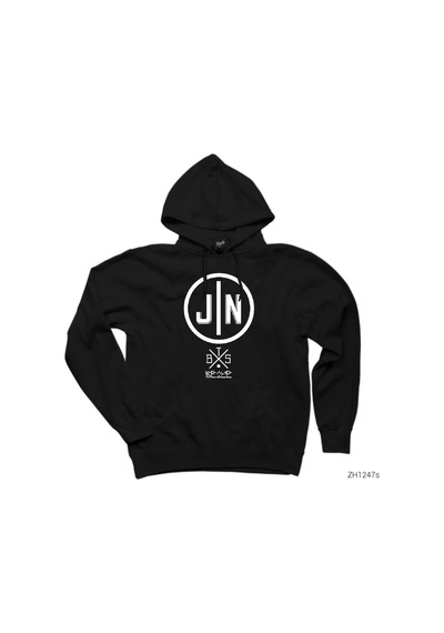 Bts Jin Logo Siyah Kapşonlu Sweatshirt Hoodie Siyah