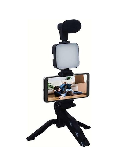 Telefon - 814 - Tutucu Mikrofonlu Işıklı Youtuber - Csmo-tex - Video Kayıt
