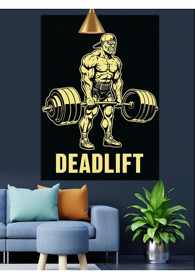 Zincirlerle Deadlift Yapan Bir Adam Dekoratif Kanvas - Mdf Ahşap Tablo
