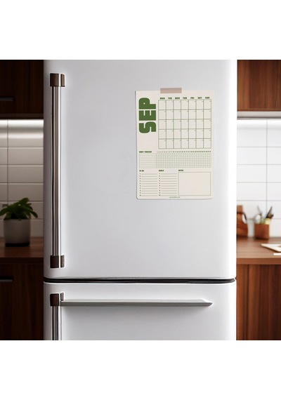 Tarihsiz Aylık Planlayıcı Takvim, Matcha Yeşil Retro Organizer Duvar Planlayıcı