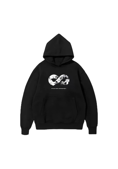 10 Kasıma Özel Üç İplik Kapşonlu Baskılı Sweatshirt - Siyah Siyah