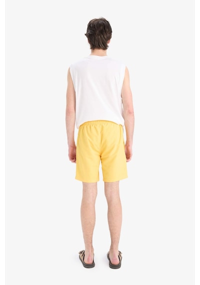 DeFacto Regular Fit Kısa Boy Cepli File Astarlı Beli Bağcıklı Düz Hafif Kumaş Deniz Şortu E5133AXNSYL190