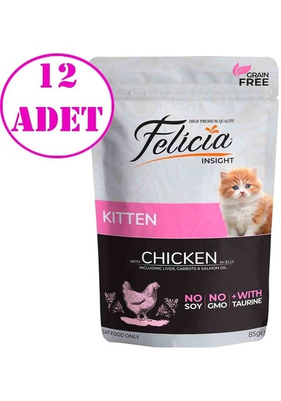 Felicia Kitten Yaş Kedi Maması Tahılsız 85 Gr 12 Ad