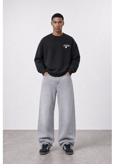 Respire Erkek Finalize Patch Detaylı Oversize Sweatshirt Siyah