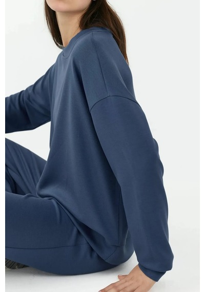 Hiccup Modal Dokunuşlu Basic Sweatshirt Oxford Mavisi
