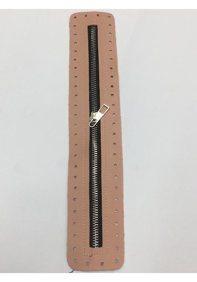 Karantuhafiye Derili Fermuar / Çanta Fermuarı / Kapak Fermuar 30 Cm Pudra Pudra