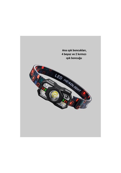 Şarj Edilebilir Led Far Hareket Sensörlü 5 Modlu Outdoor Yeni Nesil Siyah
