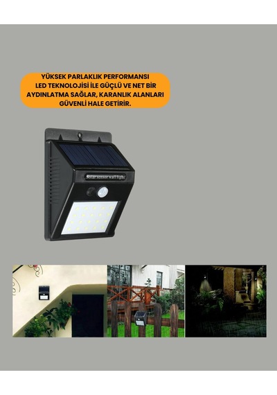 Montajlı Güneş Enerjili Duvar Tipi Aydınlatma - 8 Saat Çalışma Süresi Renkli