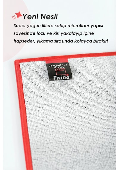 Twino 3'lü Ocak Fırın Mutfak Temzilik Bezi 20x20 Güçlü Sert Mikrofiber Çizmez Zor Kir Teli Ovma Bezi