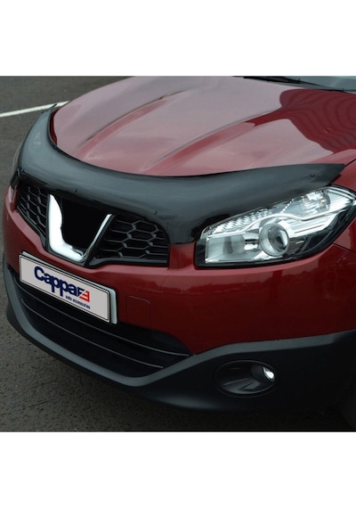 Cappafe Nissan Qashqai Ön Kaput Koruyucu Rüzgarlığı 4mm Akrilik Abs Piano Black 2010-2013