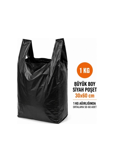 Siyah Atlet Market Manav Çöp Büyük Boy Poşet 1 Kg