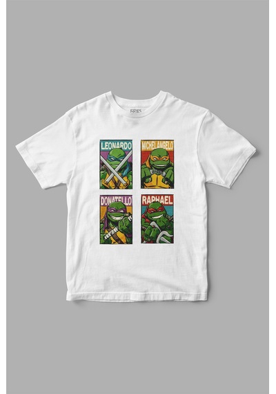 Ninja Turtles "bro's" Baskılı Tişört Beyaz