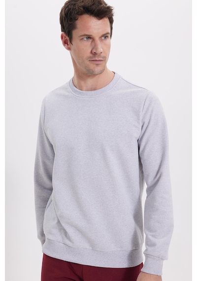Tudors Erkek Relax Fit Rahat Kesim %100 Pamuk 2 İplik Bisiklet Yaka Gri Sweatshirt -41516 Gri