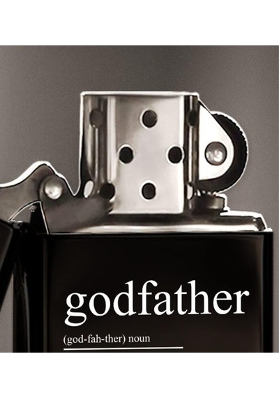 Bk Gift Godfather Tasarımlı Renkli Baskılı Siyah Benzinli Metal Çakmak Diğer