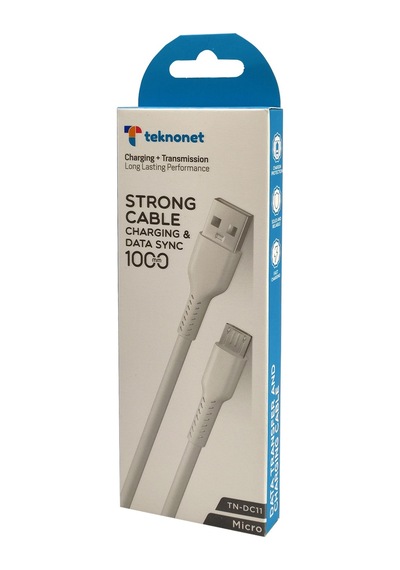 Teknonet TN-DC11 2.4 A Plastik Micro Şarj Ve Data Kablosu 100 CM Beyaz