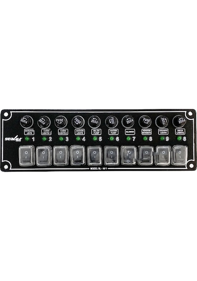 Sealux Switch Panel 10 Anahtar Yatay 12-24V Sigorta Paneli Tekne - Karavan