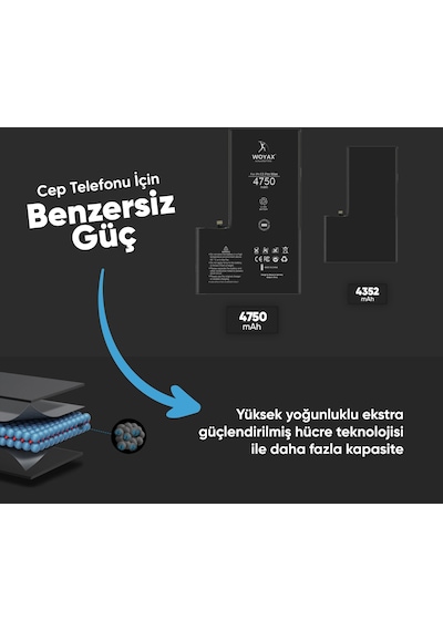 Woyax Apple Uyumlu iPhone 13 Pro Max  Premium Batarya 4750 Mah Yüksek Kapasite