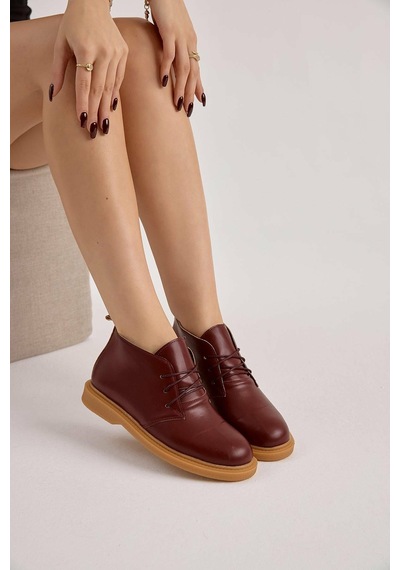 Bağcıklı Bilek Boy Klasik Termo Taban Bot - Bordo - 38 Bordo