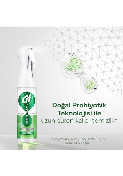 Infinite Clean Doğal Probiyotikli Yedek Şişe Tüm Yüzeyler İçin Misket Limonu & Limon Otu 280 Ml 0