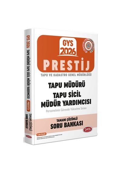 Data 2026 Gys Tapu Müdürü - Tapu Sicil Müdür Yardımcısı Prestij Tamamı Çözümlü Soru Bankası