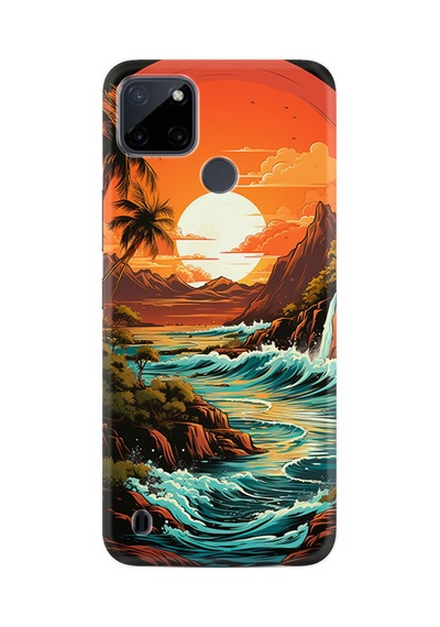 Realme C25y Kılıf Boutique Baskılı Resimli Retro Mountain Pcode -079
