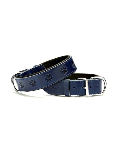 Doggie Comfort Deri Pati Desenli Köpek Boyun Tasması 4 x 47-55 CM Mavi
