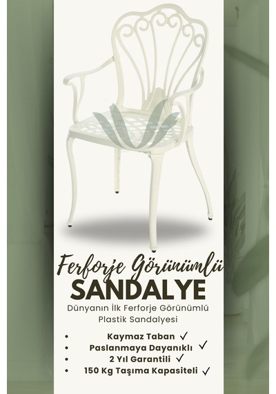 Ceritti Ferforje Görünümlü Plastik 4 Kişilik Kare Masa Takımı-110 Beyaz Ceritti Ferforje Görünümlü Plastik 4 Kişilik Kare Masa Takımı-110 Beyaz