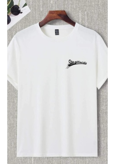 Altamira Erkek Beyaz Stay Göz Baskılı Oversize T-shirt 001
