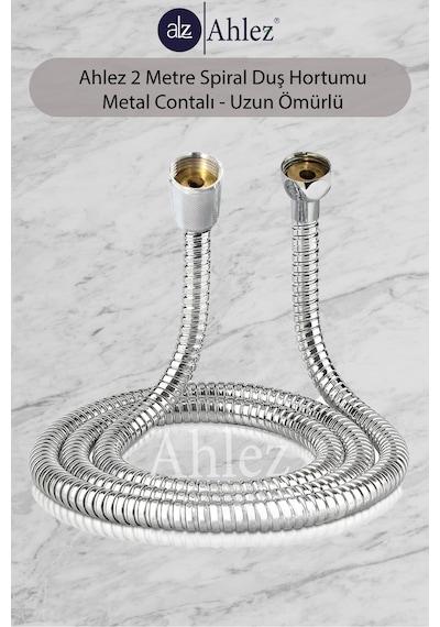 Ahlez Banyo Spiral Duş Hortumu 2 Metre Kenetli Duş Hortum Zinciri