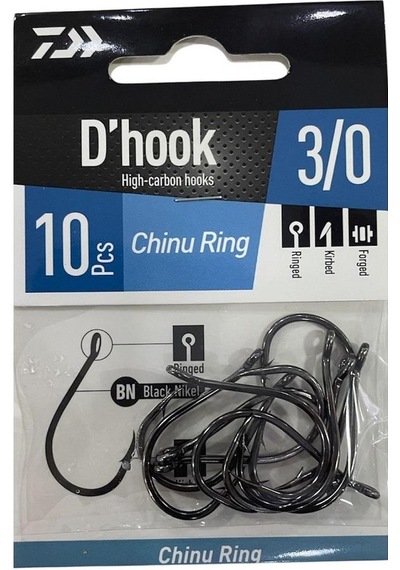 Daiwa D'hook Chinu Ring No:3/0 Black Nikel Olta İğnesi 10 Adet