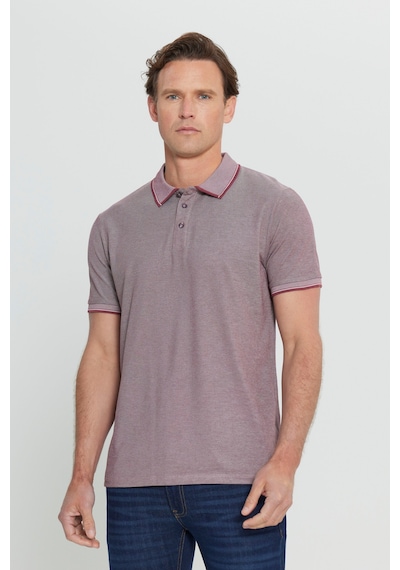 AC&Co / Altınyıldız Classics 4A4820200047BRDM Düğmeli Polo Yaka Cepsiz Slim Fit Erkek Tişört Bordo