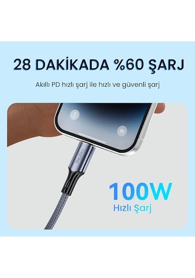 100w 5a E-mark Çipli Pd Type-c To Type-c Hızlı Şarj Ve Data Kablosu 1.2 Metre Diğer