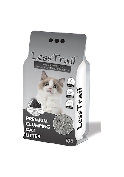 Less Trail Aktif Karbonlu Topaklaşan Bentonit Kedi Kumu 10 L