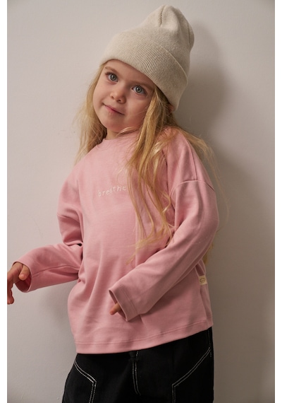 Oh La La Koala Pembe Nakışlı Oversize Uzun Kollu T-shirt Pembe
