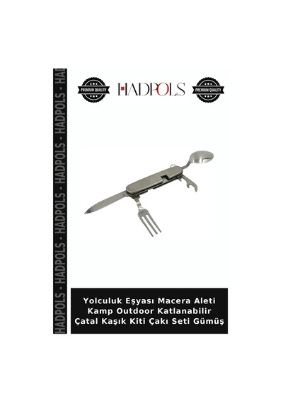 Yolculuk Eşyası Macera Aleti Kamp Outdoor Katlanabilir Çatal Kaşık Kiti Çakı Seti Gümüş