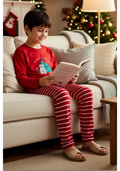 Benerly Unisex Çocuk Bisiklet Yaka Standart Kol Uzun Kollu Regular Kalıp Kırmızı