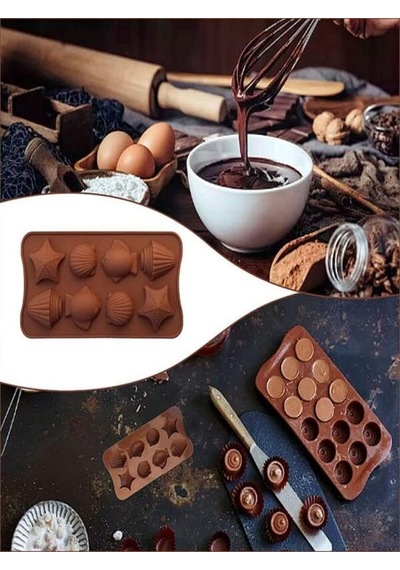Deniz Ürünleri Silikon Çikolata Kalıbı 8'li Goldcakes