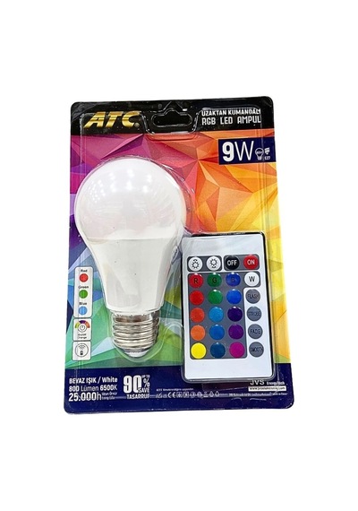 Kumandalı Rgb Led Ampul 9 W Beyaz - Çok Renkli