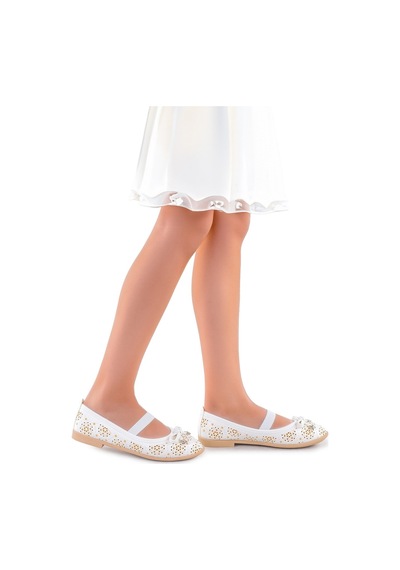 Kiko Kids Cilt Lastikli Kız Bebek Babet Ayakkabı Arç 07 Beyaz