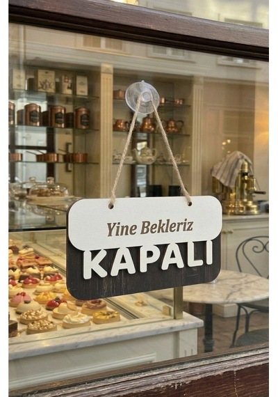 3 Katlı Modern Açık/kapalı Tabelası - Beyaz/rebap